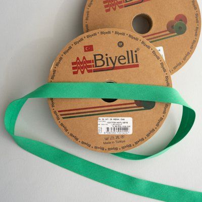 Коса бейка бавовняна зелена D46 20мм Biyelli Cotton Series 20mm фото