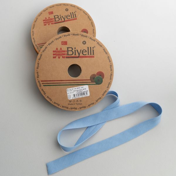 Коса бейка бавовняна блакитна D7 20мм Biyelli Cotton Series 20mm фото