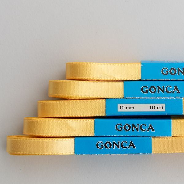 Атласна стрічка жовта 10мм Gonca-85-10 фото
