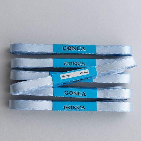Атласна стрічка блакитна 10мм Gonca-92-10 фото