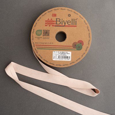 Коса бейка бавовняна бежева D30 20мм Biyelli Cotton Series 20mm фото