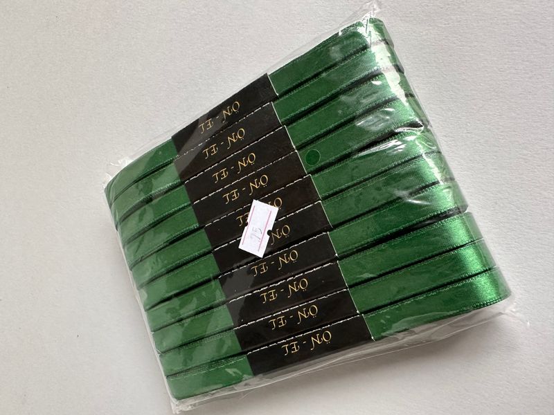Атласна стрічка зелена 10мм Onel-75-10 фото