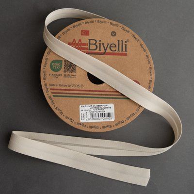 Коса бейка бавовняна бежева D56 20мм Biyelli Cotton Series 20mm фото