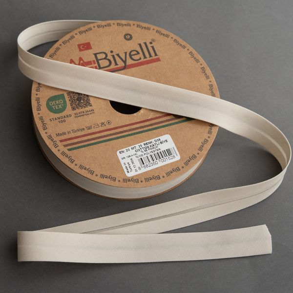 Коса бейка бавовняна бежева D56 20мм Biyelli Cotton Series 20mm фото