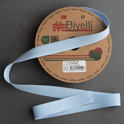 Коса бейка бавовняна блакитна D53 20мм Biyelli Cotton Series 20mm фото